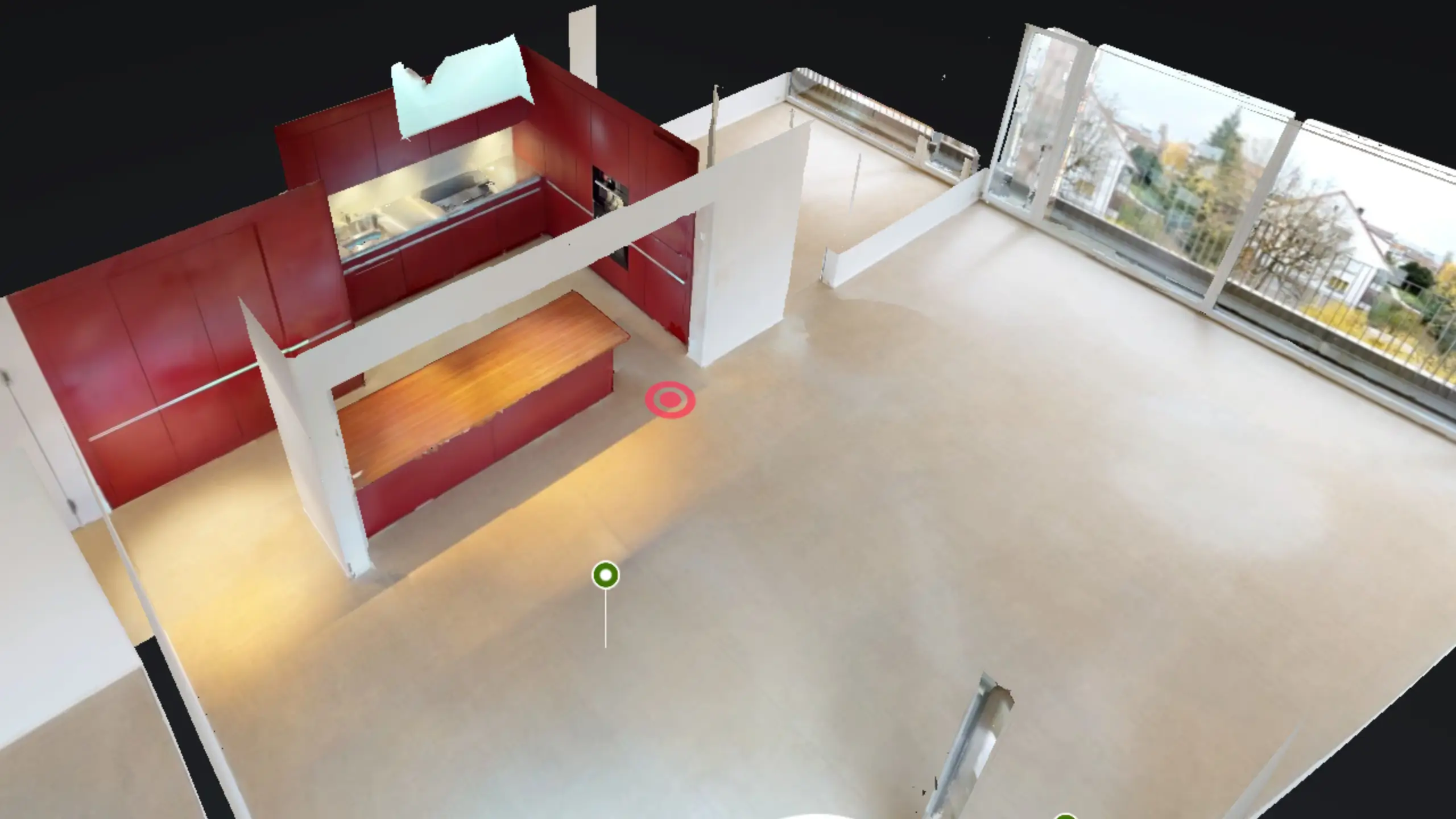 3D Modell einer Wohnung in Puppenhaus Ansicht mit Raumübersicht