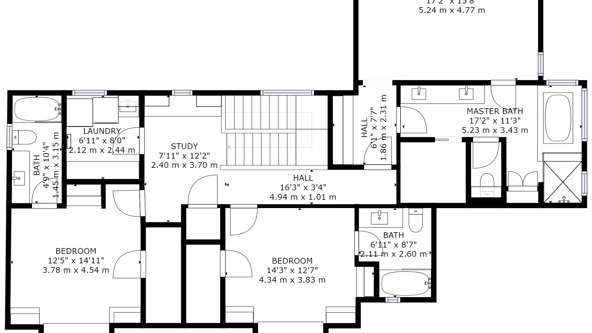 Grundriss einer Wohnung mit Raumaufteilung und Massangaben